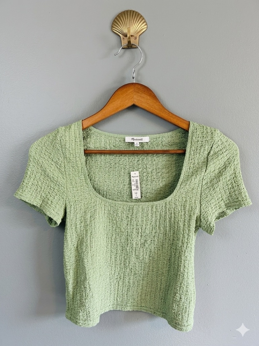 Madewell Popcorn Gatehouse Green Scoop Neck Top